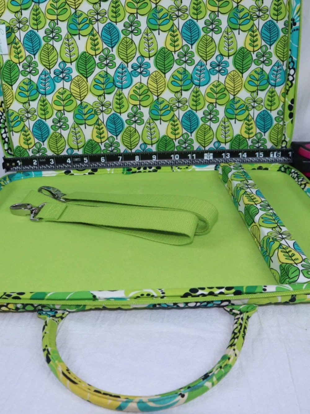 Retired Vera Bradley Limes Up Laptop Case with Carry Handles and Strap Padded